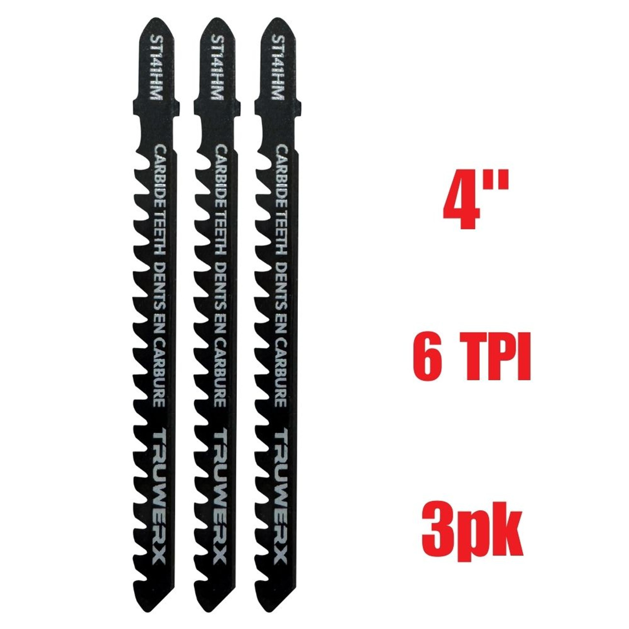 Truwerx 44248 4 Inch x 6 TPI Carbide Teeth Fibre Cement Jigsaw Blades - 3pk