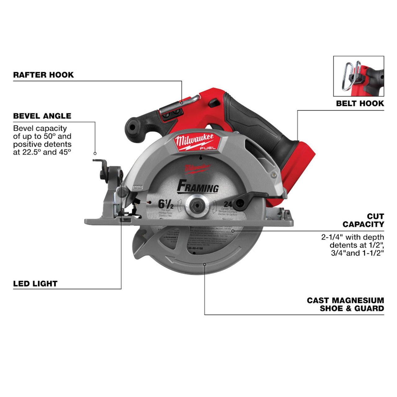 Milwaukee 2833-20 M18 FUEL Cordless Brushless 6-1/2 Inch Circular Saw (Tool Only)