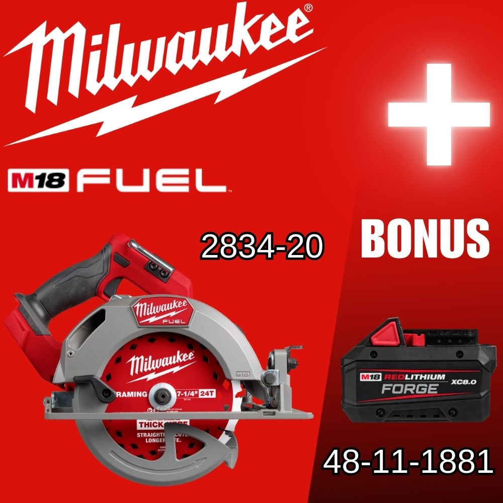 Milwaukee 2834-20 M18 FUEL Cordless Brushless 7-1/4 Inch Circular Saw (Tool Only)