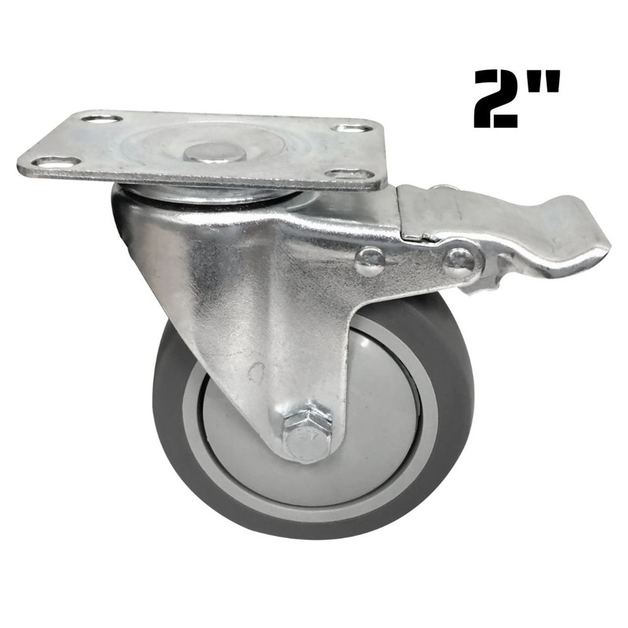 Truwerx 86103 2 Inch TPR Swivel Caster Wheel with Brake