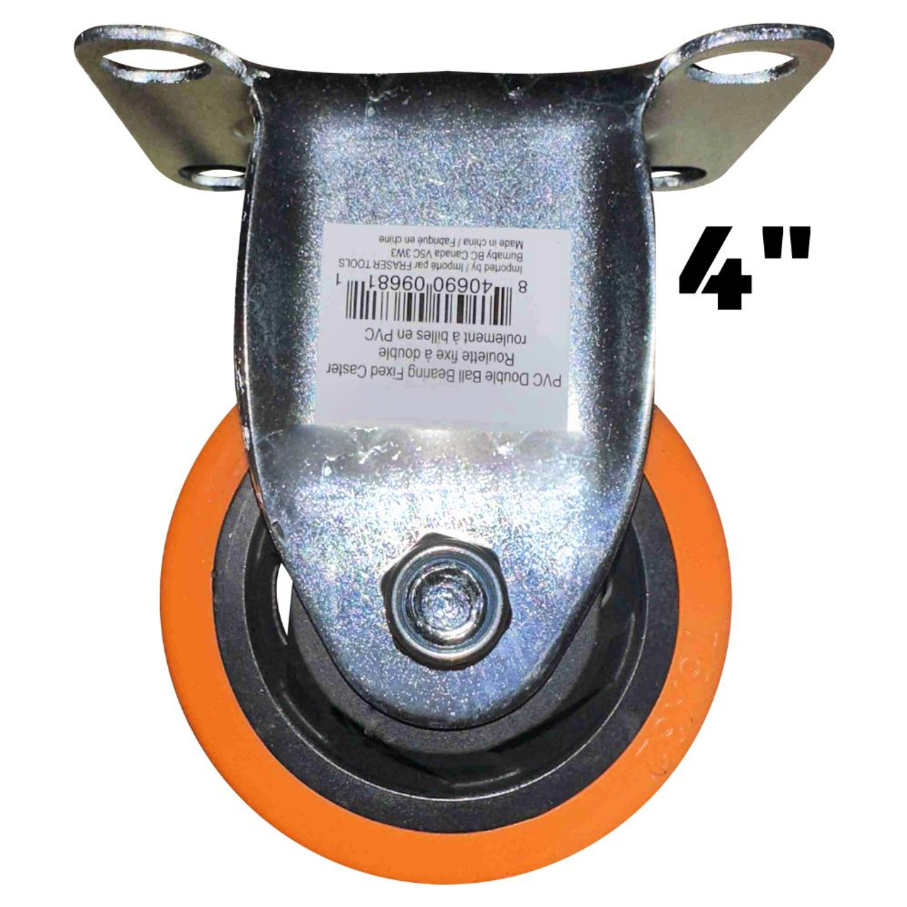 Truwerx 86152 4 Inch PVC Double Ball Bearing Fixed Caster Wheel