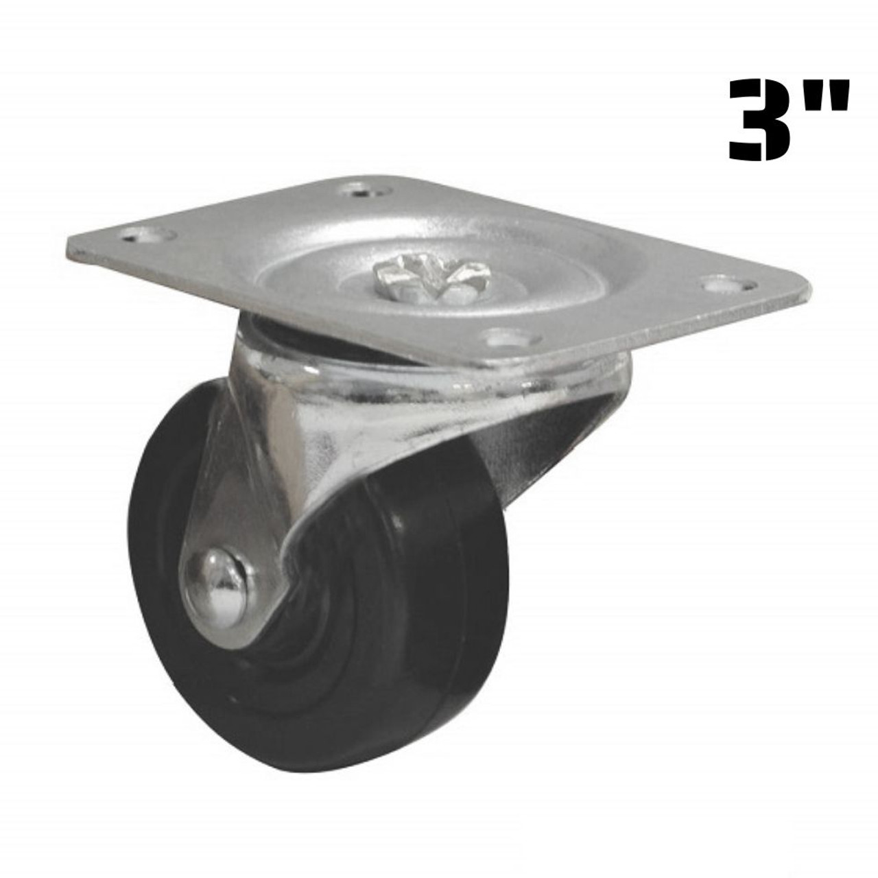 Truwerx 86228 3 Inch Heavy Duty Rubber Swivel Caster Wheel