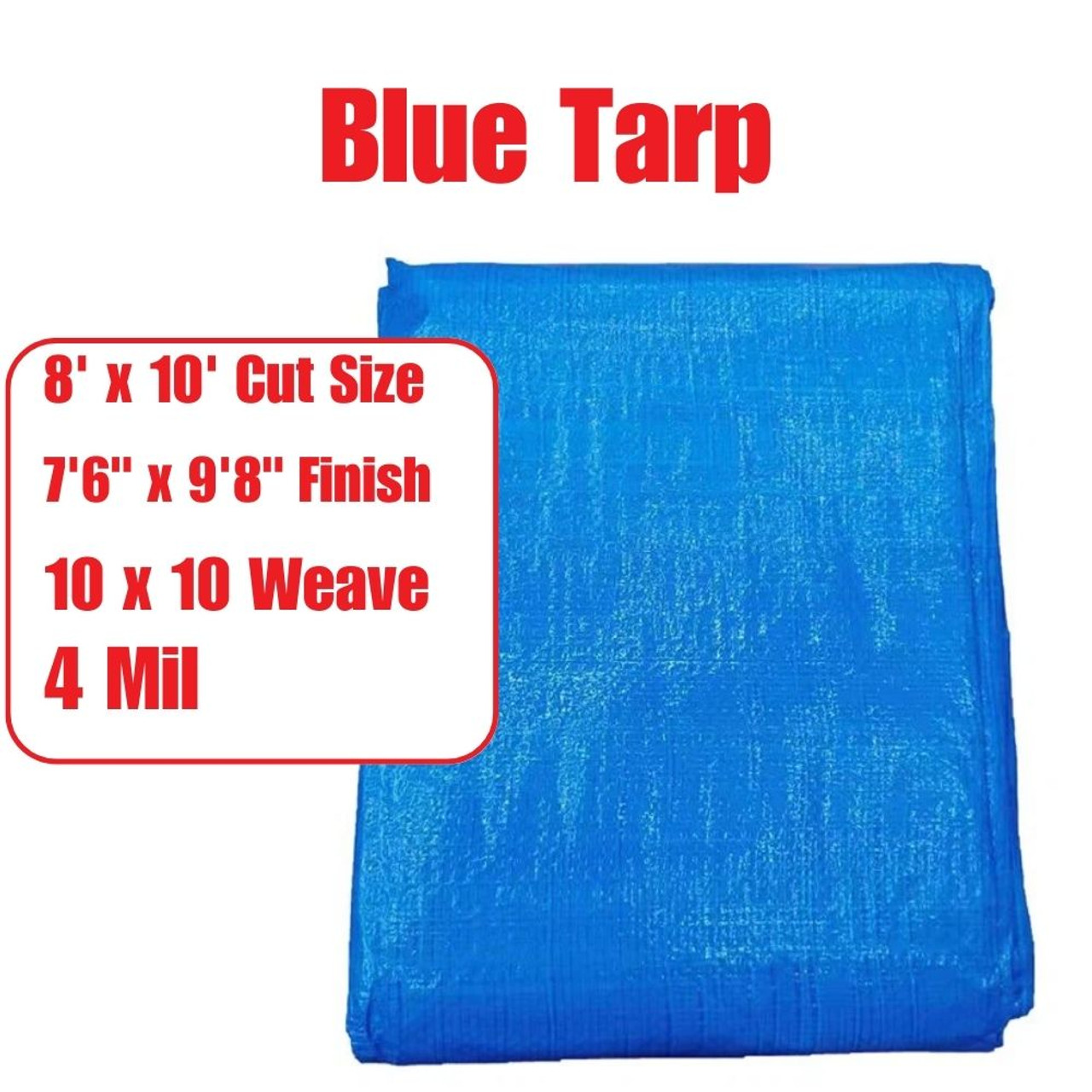 Truwerx  108148 ft x 10 ft 4mil 105GSM Heavy-Duty Tarp - Blue