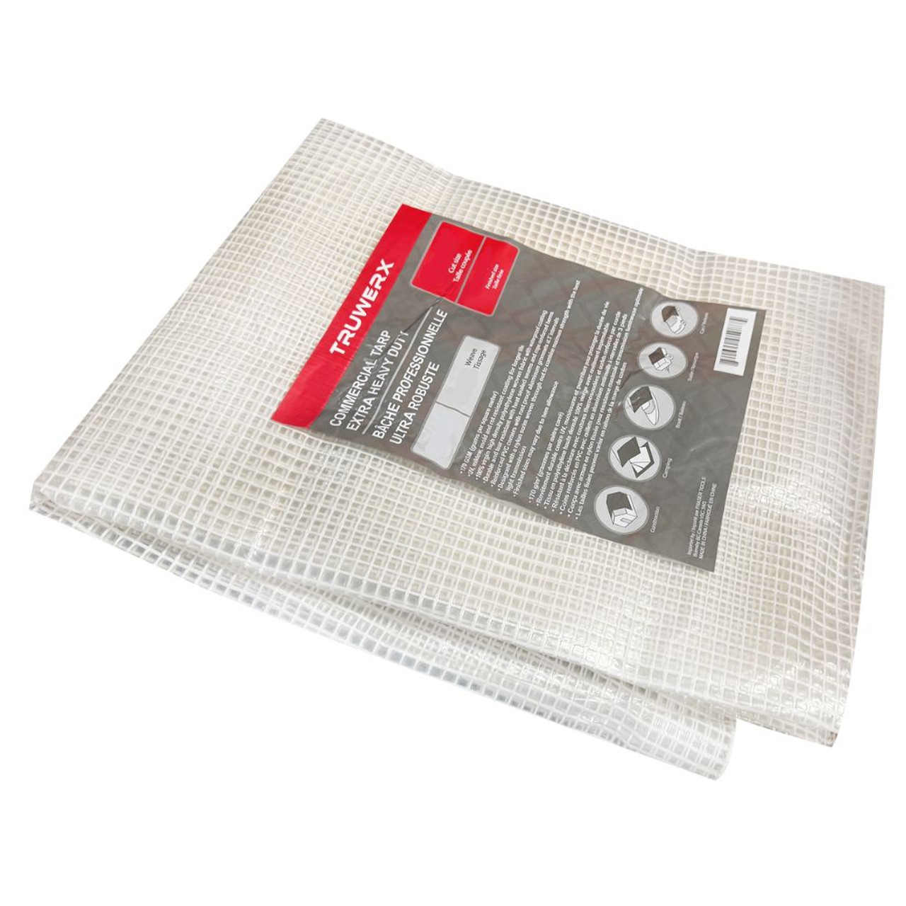 Truwerx 10918 15 ft. x 20 ft. 10mil 170GSM Commercial Extra Heavy-Duty Tarp - Clear