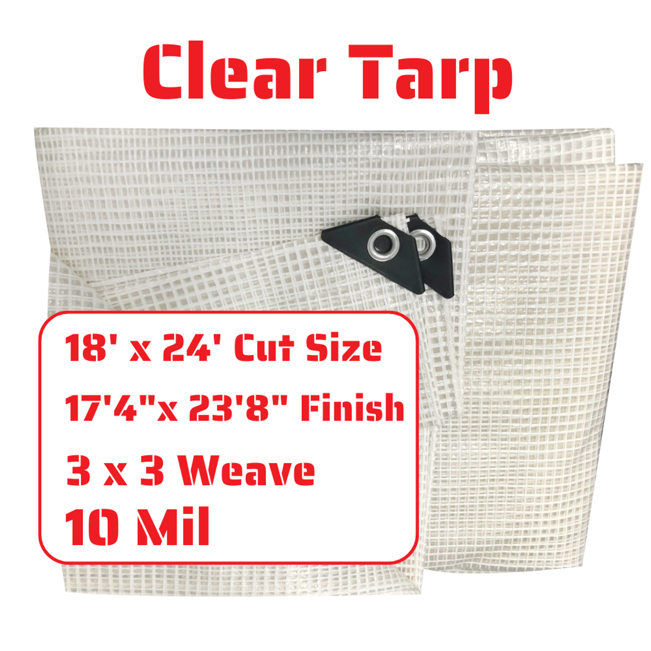 Truwerx 10921 18 ft. x 24 ft. 10mil 170GSM Commercial Extra Heavy-Duty Tarp - Clear