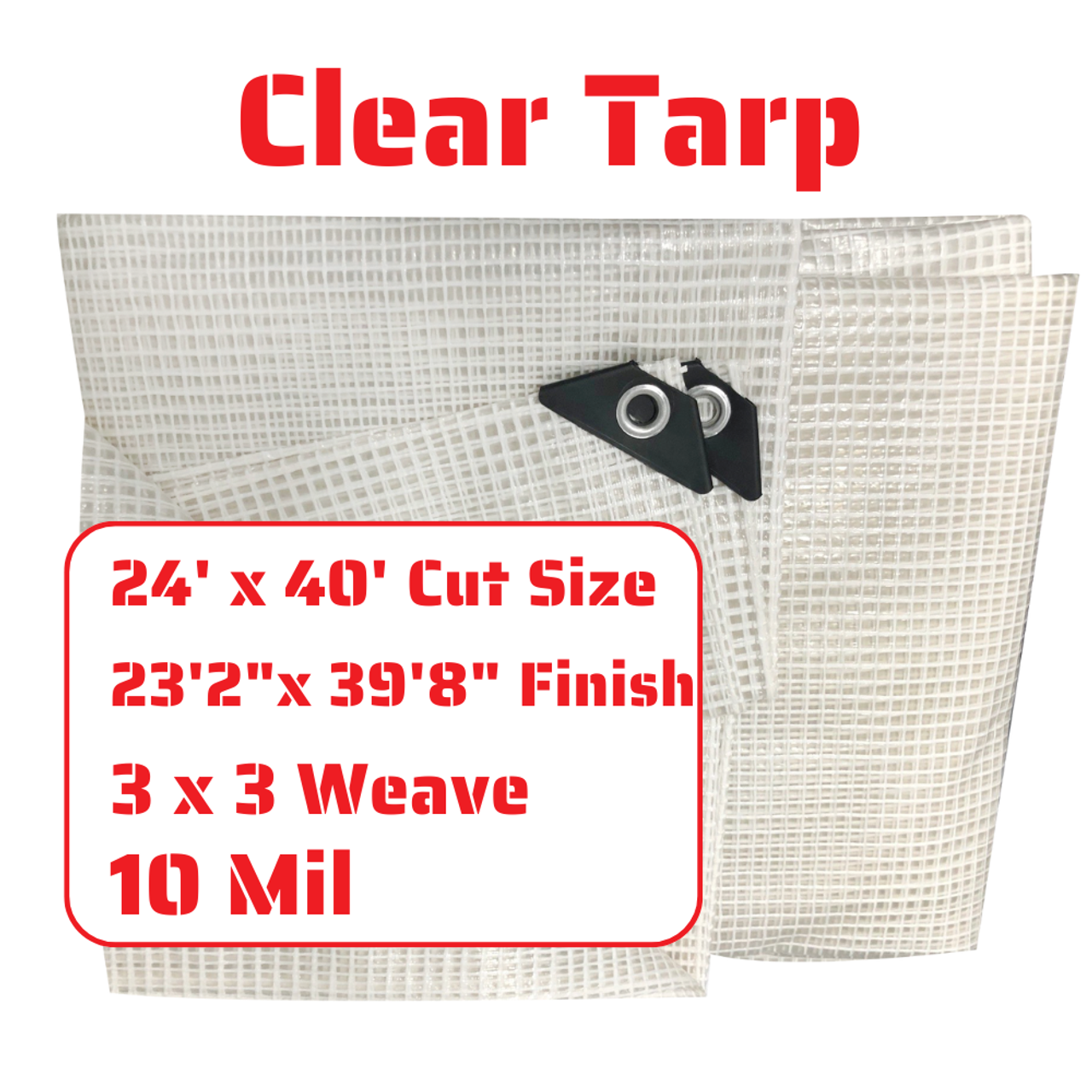 Truwerx 10926 24 ft. x 40 ft. 10mil 170GSM Commercial Extra Heavy-Duty Tarp - Clear