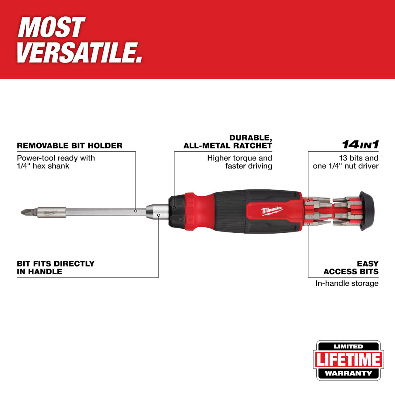 Milwaukee 48-22-2903 14-in-1 Ratcheting Multi-Bit Screwdriver Milwaukee 48-22-2903 14-in-1 Ratcheting Multi-Bit Screwdriver