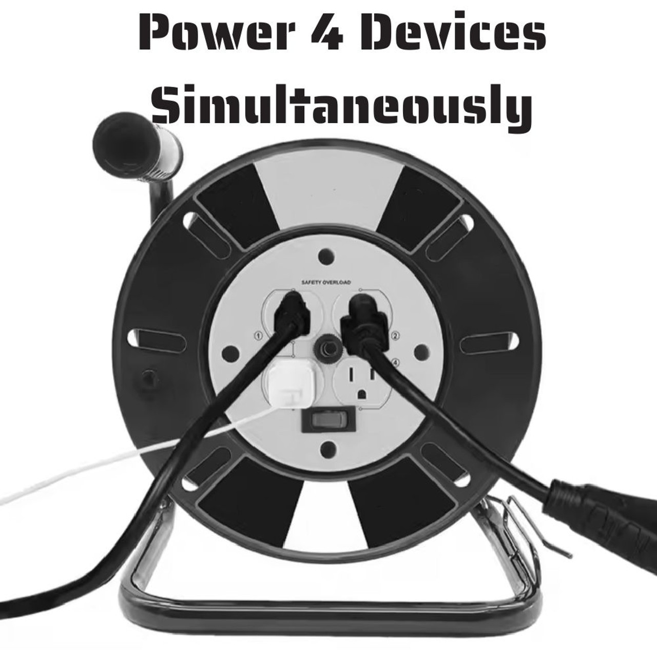 Truwerx 80196 60 ft. 12/3 Gauge 4 Outlet Hand Wind Cord Reel