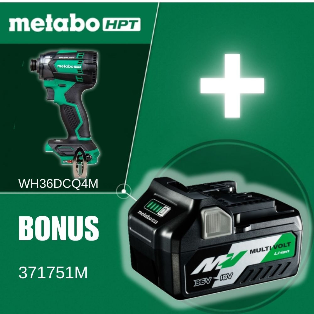 Metabo HPT WH36DCQ4M 36V MultiVolt Cordless Brushless 1/4 inch Triple Hammer Bolt Impact Driver (Tool Only)