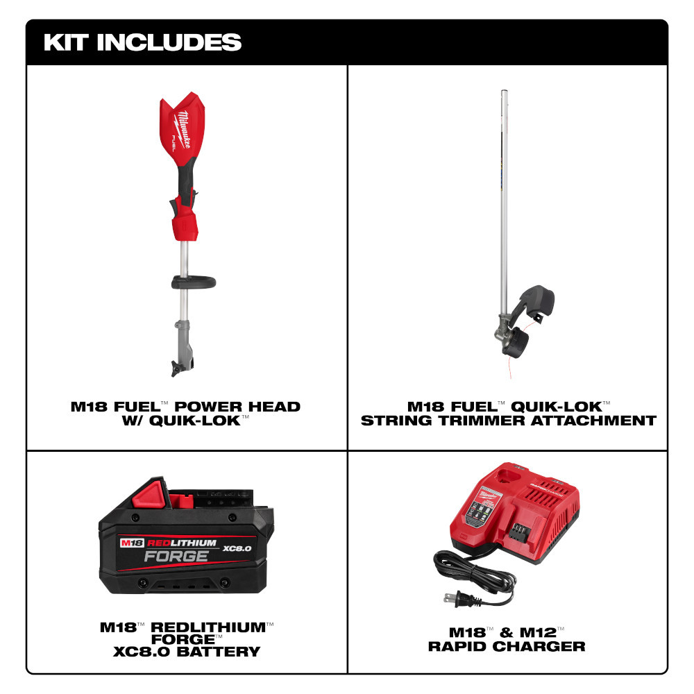 Milwaukee 3016-21ST M18 FUEL Gen II Cordless Brushless String Trimmer with QUIK-LOK Attachment Capability Kit