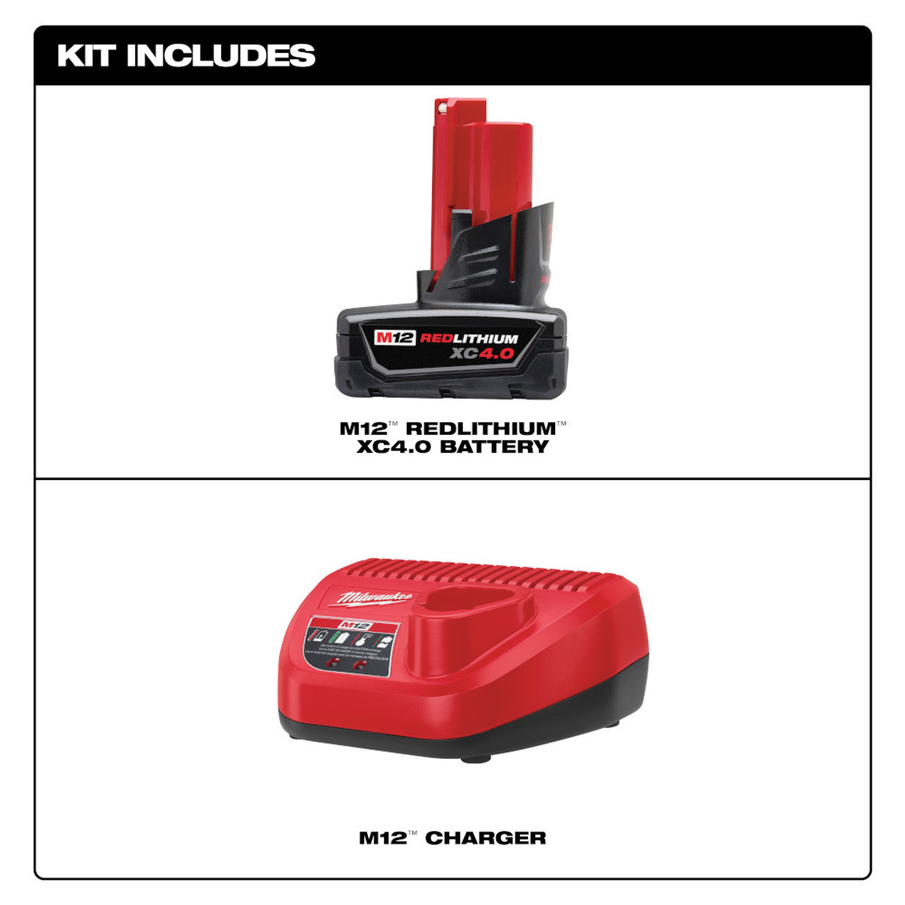 Milwaukee 48-59-2440 M12 REDLITHIUM XC4.0 Starter Kit