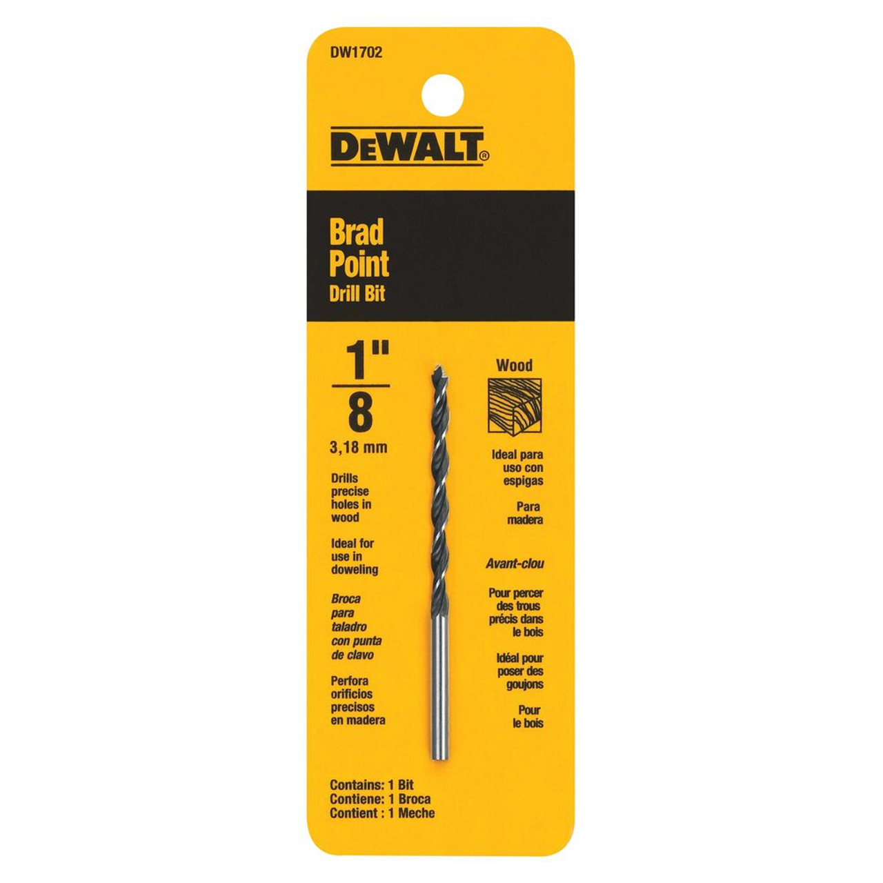 DeWalt DW1702 1/8 Inch HSS Brad Point Drill Bit DeWalt DW1702 1/8 Inch HSS Brad Point Drill Bit