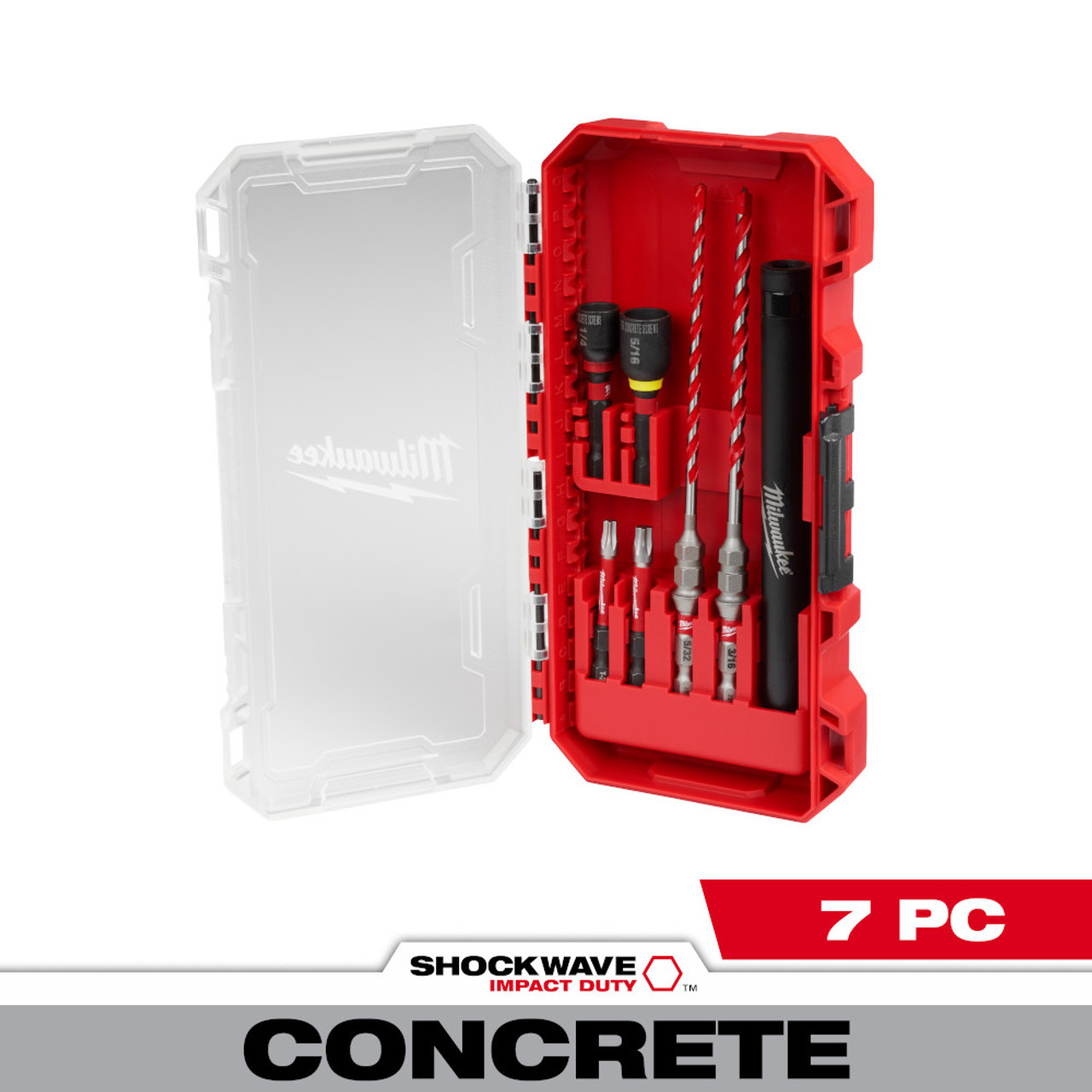 Milwaukee SHOCKWAVE 48-20-9097 7pc SHOCKWAVE Impact Duty Carbide Hammer Drill Bit Concrete Screw Install Set