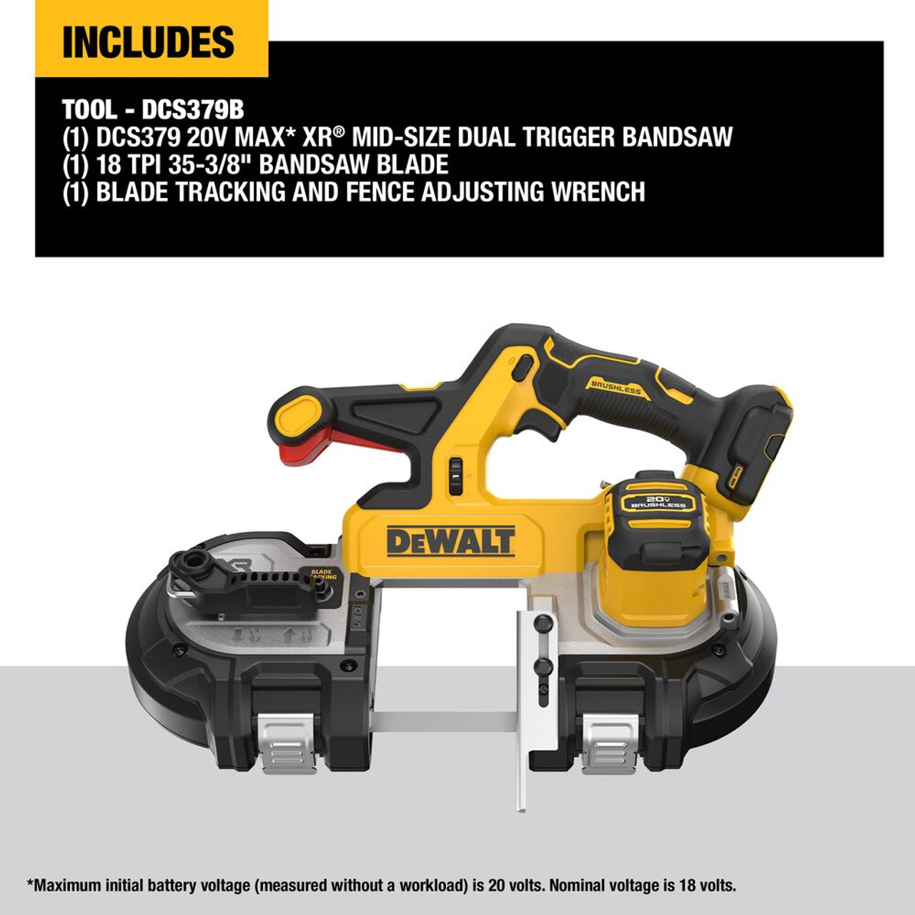 DeWalt DCS379B 20V MAX XR Cordless Brushless Dual Trigger Mid-Size Bandsaw (Tool Only)