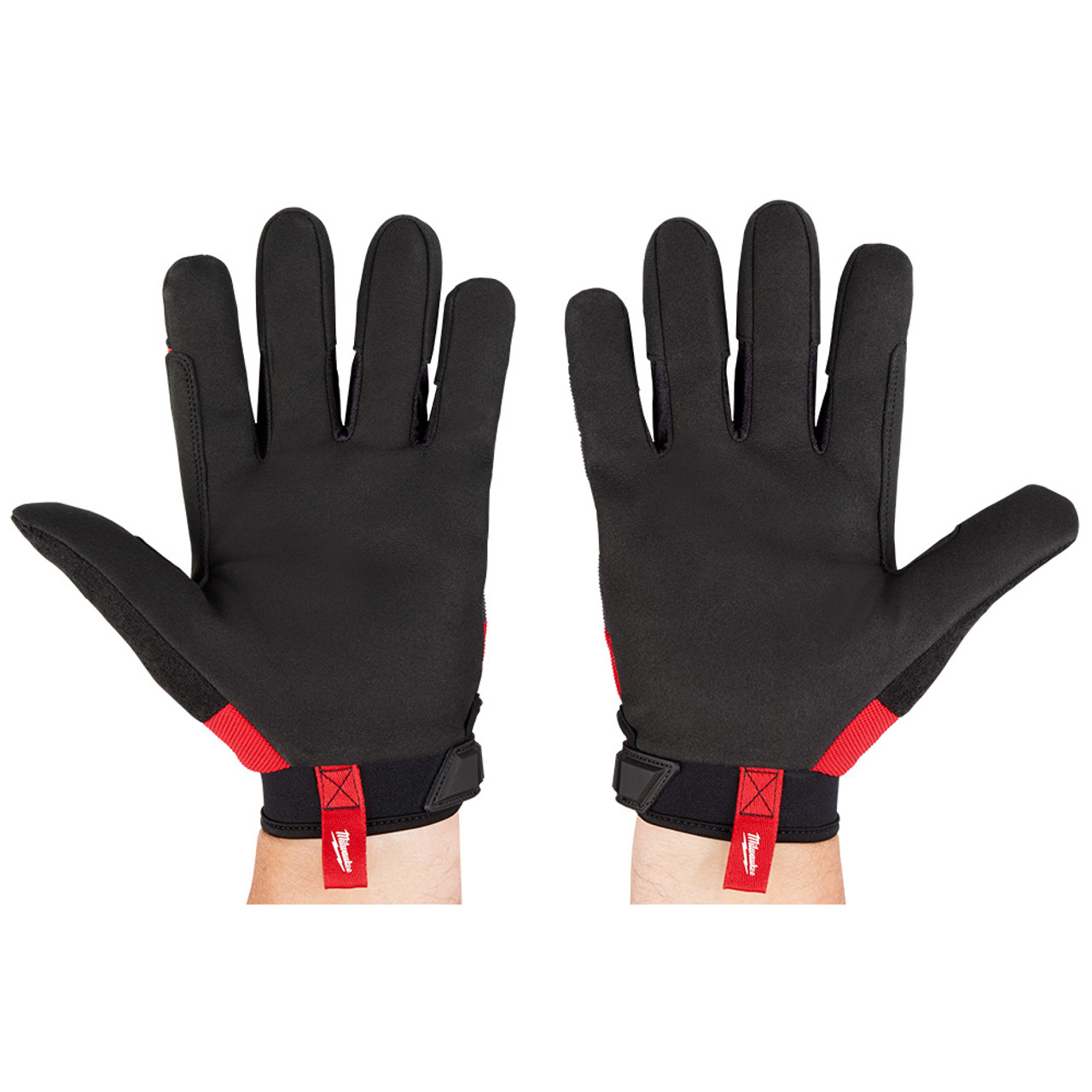 Milwaukee 48-73-8522 Lightweight Gloves - L showing inside the gloves being worn