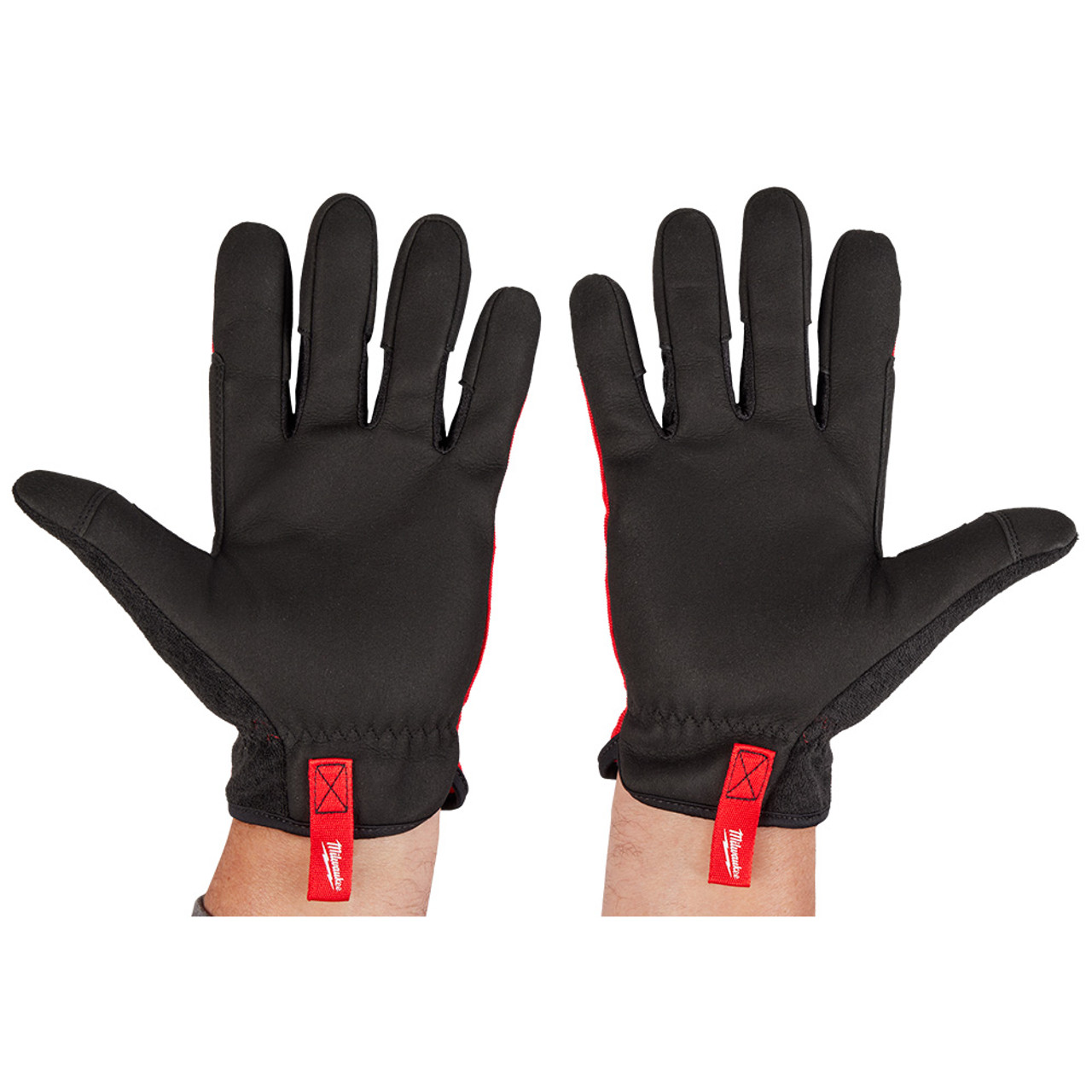 Milwaukee 48-73-8513 Lightweight Work Gloves - XL showing inside the gloves being worn