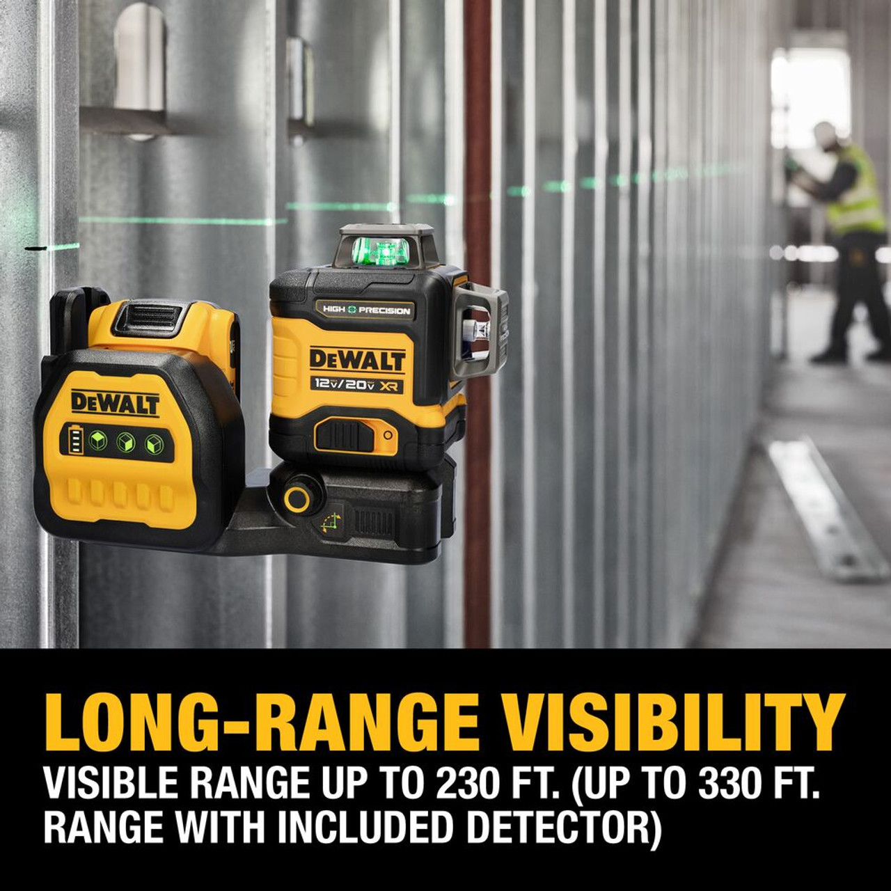 DeWalt DCLE34033D1 20V MAX 3 x 360 Degree High Precision Green Line Laser Kit