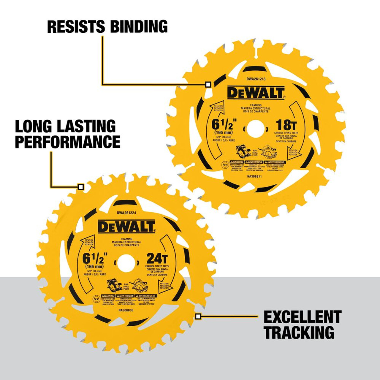 DeWalt DWA2612CMB 6-1/2 Inch 18T & 24T General-Purpose Circular Saw Blade
