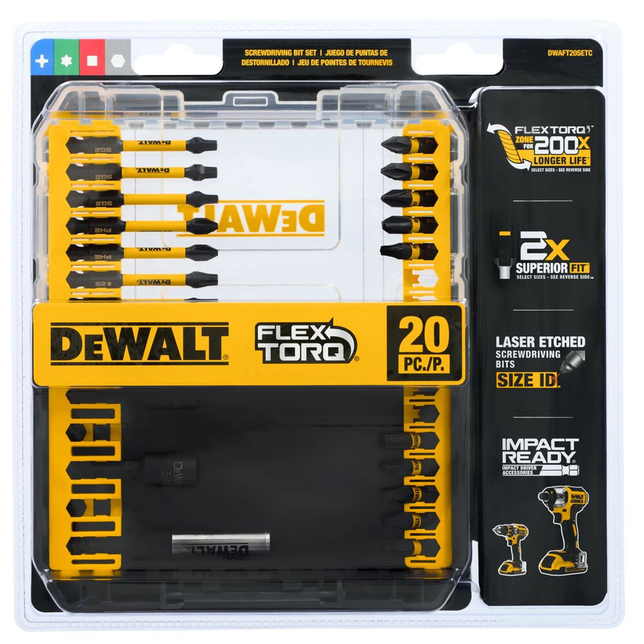 DeWalt DWAFT20SETC FLEXTORQ 20pc Impact Ready Screwdriver Bit Set