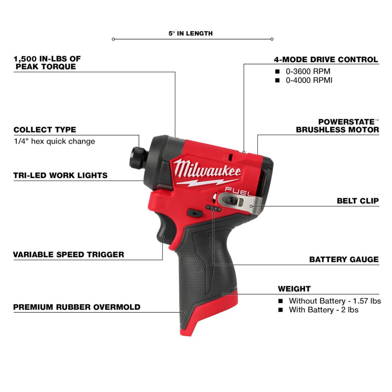 Milwaukee 3497-25 M12 5-Tool Cordless 1/2 Inch Hammer Drill / 1/4 Inch Hex Impact Driver / Oscillating Multi-Tool / HACKZALL Reciprocating Saw / Work Light Combo Kit