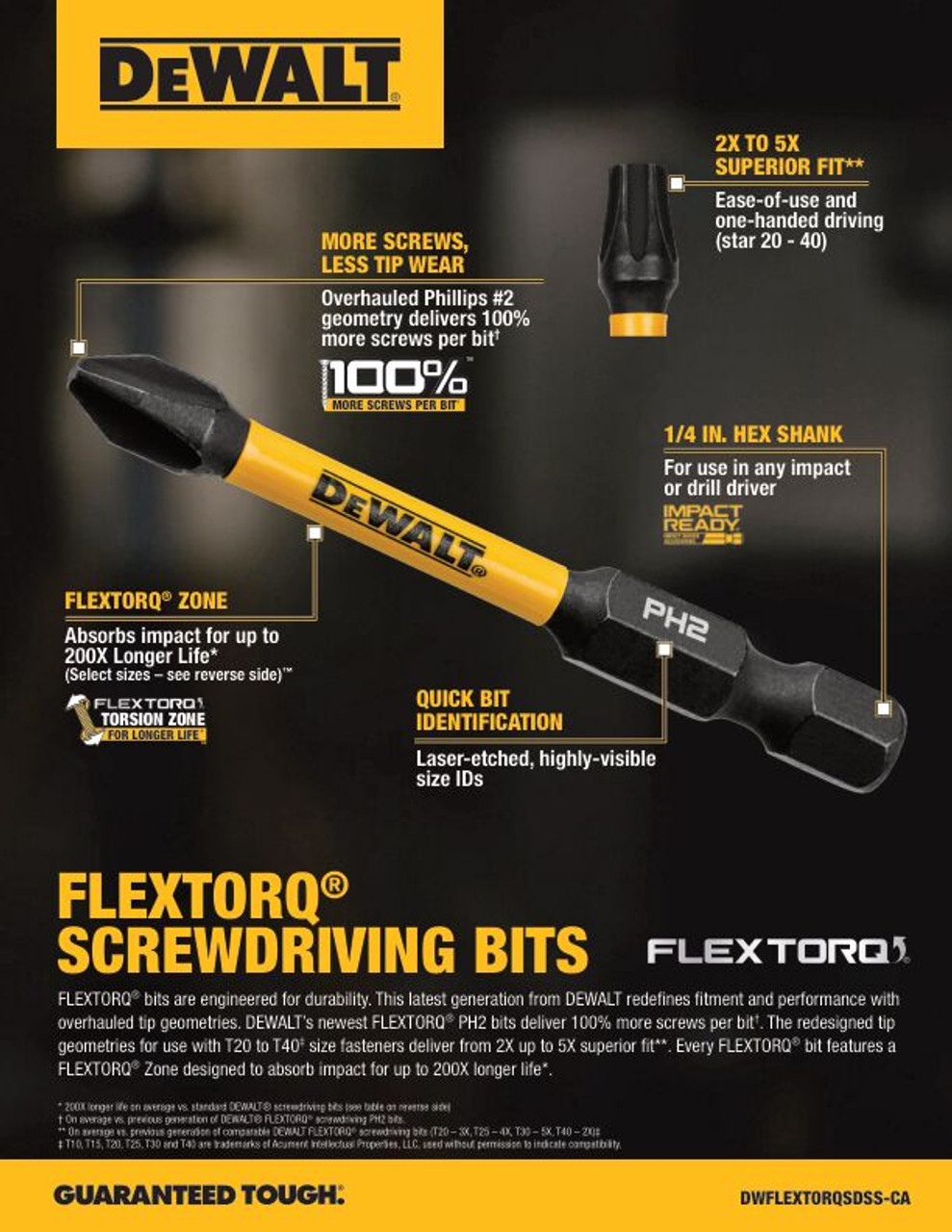 DeWalt DWAF1PH2IR10 1 Inch x #2 Phillips Impact Bit - 10pk