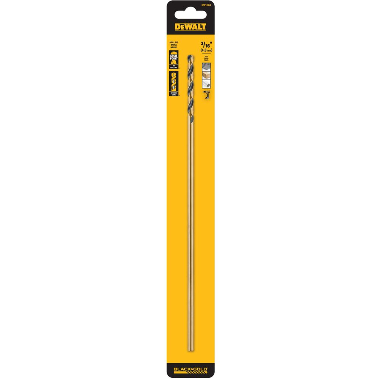 DeWalt DW1604 3/16 inch x 12 inch Extra Long HSS Aircraft Drill Bit DeWalt DW1604 3/16 inch x 12 inch Extra Long HSS Aircraft Drill Bit