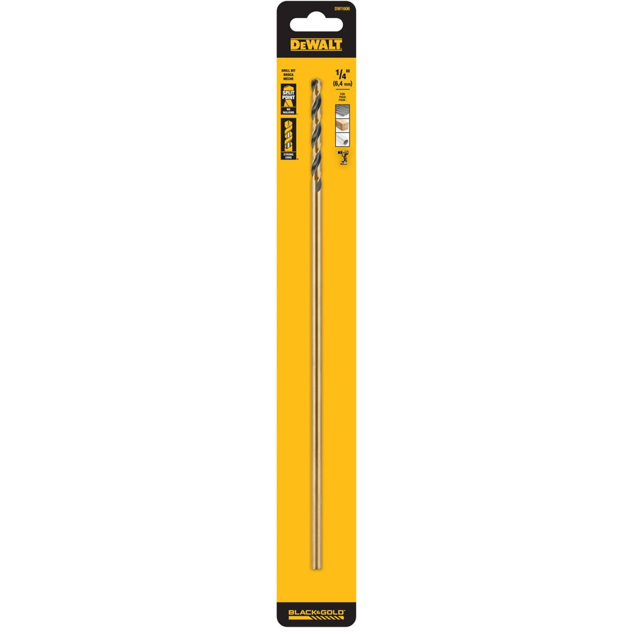 DeWalt DW1606 1/4 inch x 12 inch Extra Long HSS Aircraft Drill Bit DeWalt DW1606 1/4 inch x 12 inch Extra Long HSS Aircraft Drill Bit