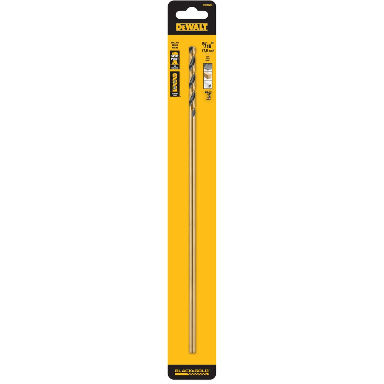 DeWalt DW1608 5/16 inch x 12 inch Extra Long HSS Aircraft Drill Bit DeWalt DW1608 5/16 inch x 12 inch Extra Long HSS Aircraft Drill Bit
