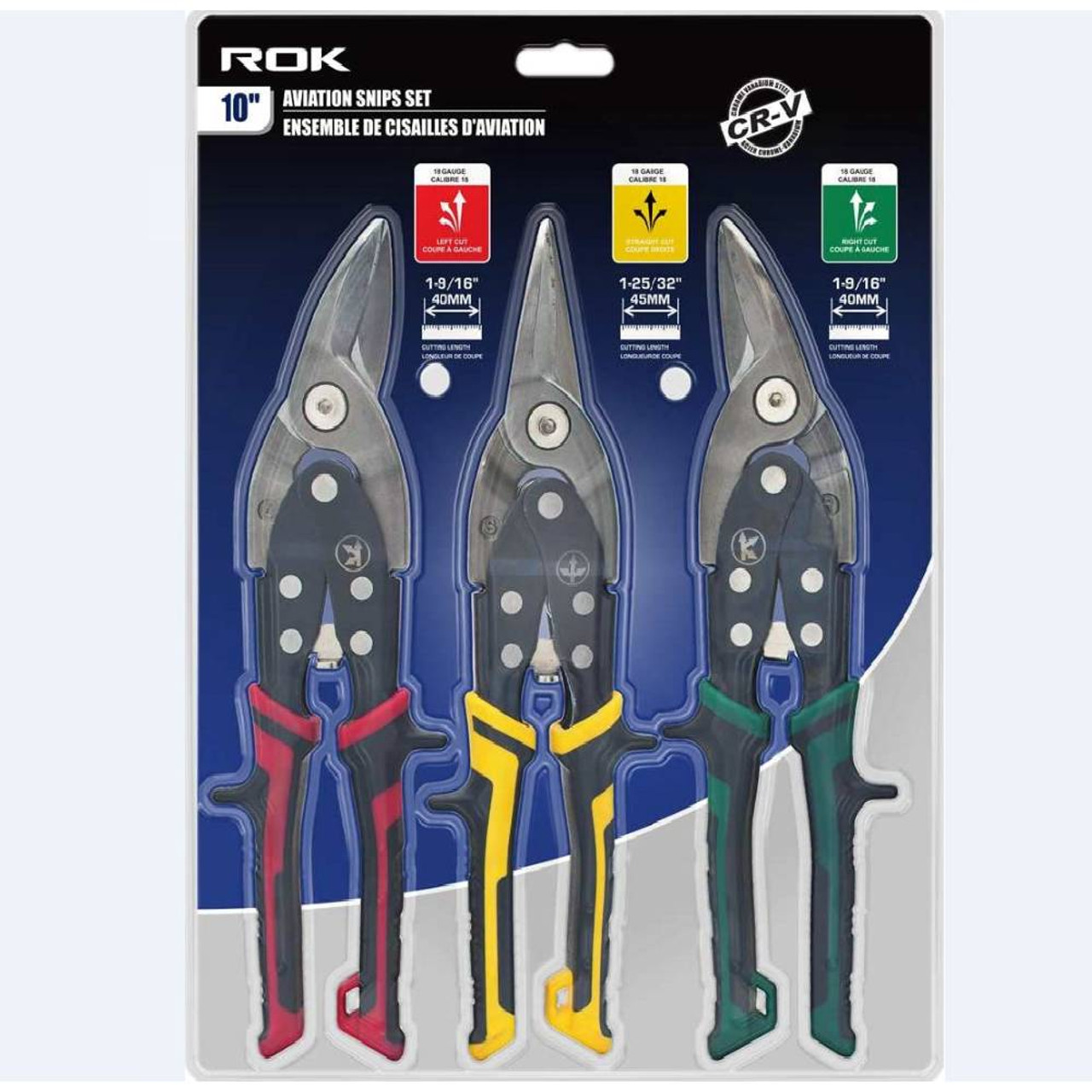 ROK 65420 3pc Aviation Snip Set showing in packaging