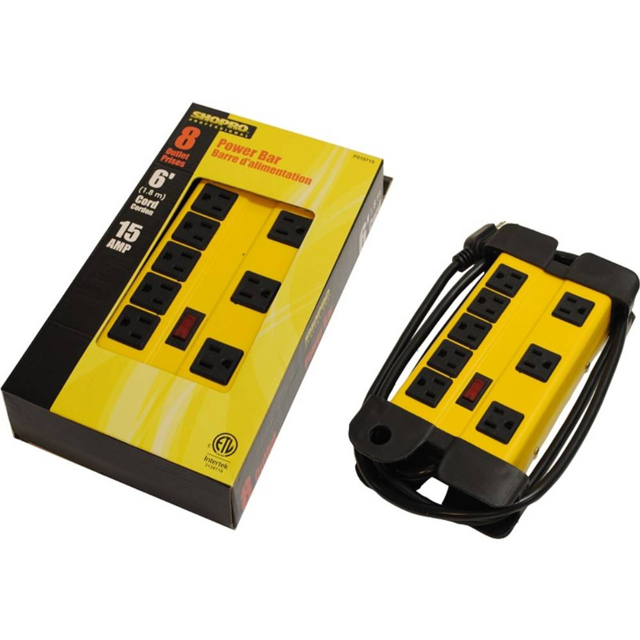 SHOPRO P010715 6' 8-Outlet Power Bar with 15A Breaker