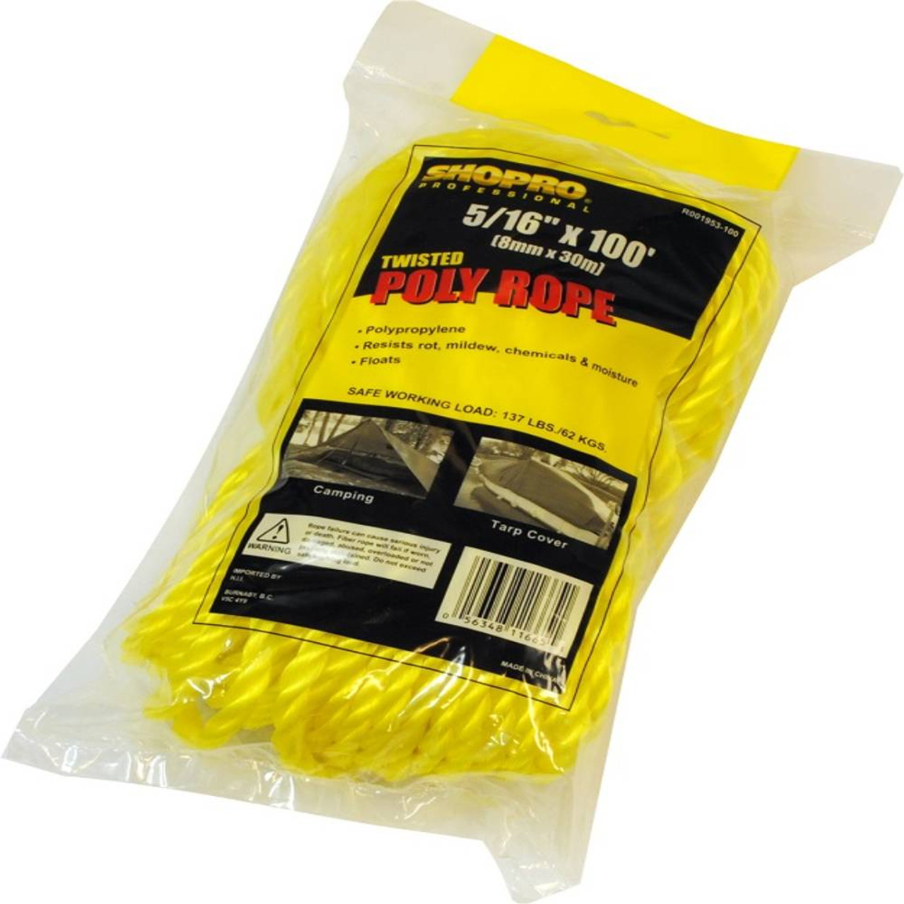 SHOPRO R001953-100 5/16in x 100' Twisted Poly Rope