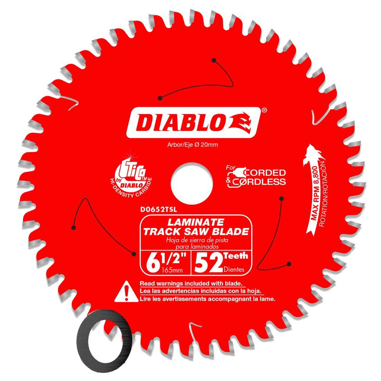 Diablo D0652TSL 6-1/2in 52T Track Saw Blade for Laminate