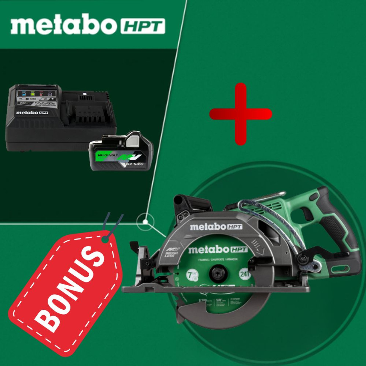 Metabo HPT C3607DWAQ4M 36V MultiVolt Cordless Brushless 7-1/4in Rear Handle Circular Saw (Tool Only)