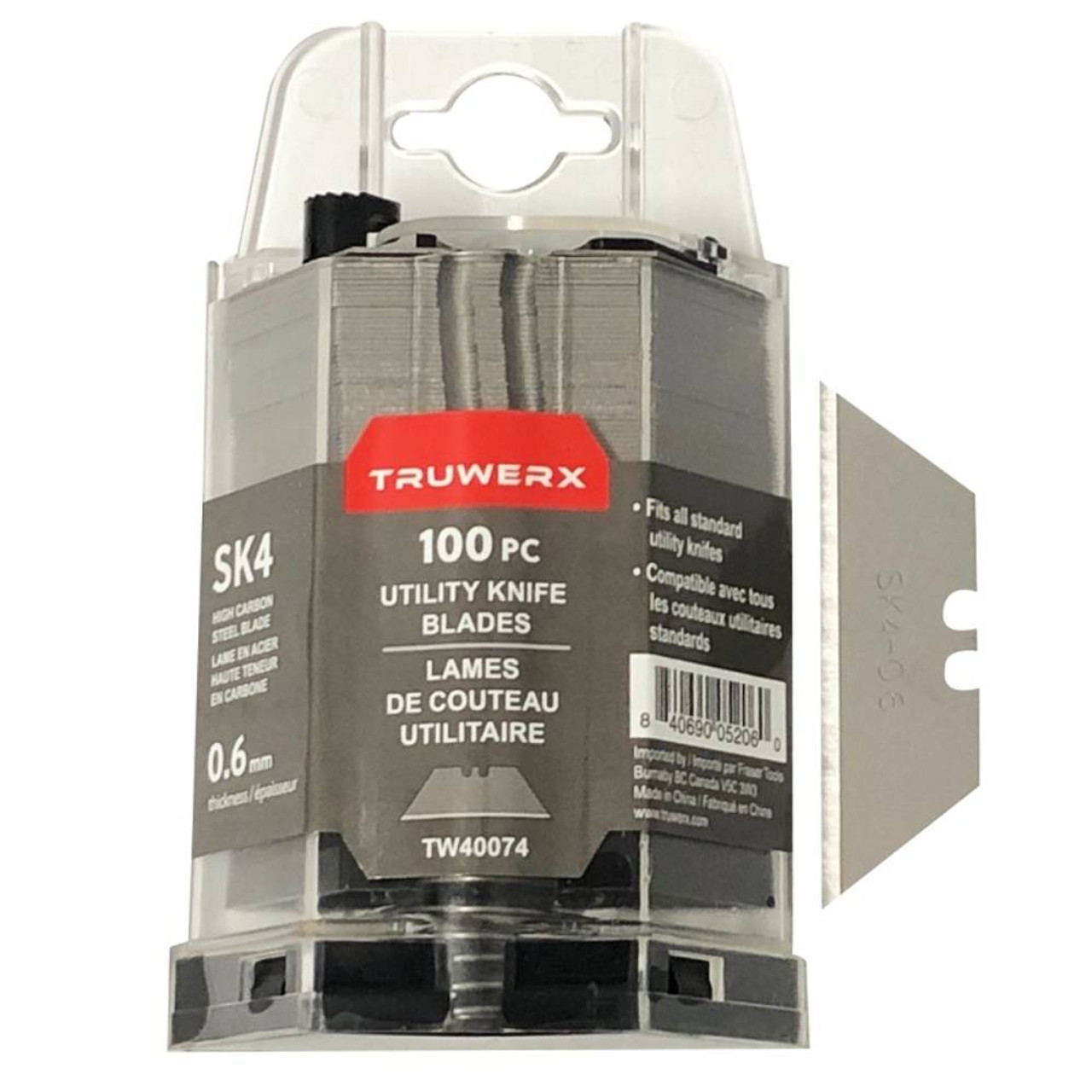 Truwerx 40074 Utility Knife Replacement Blades with Dispenser - 100pk