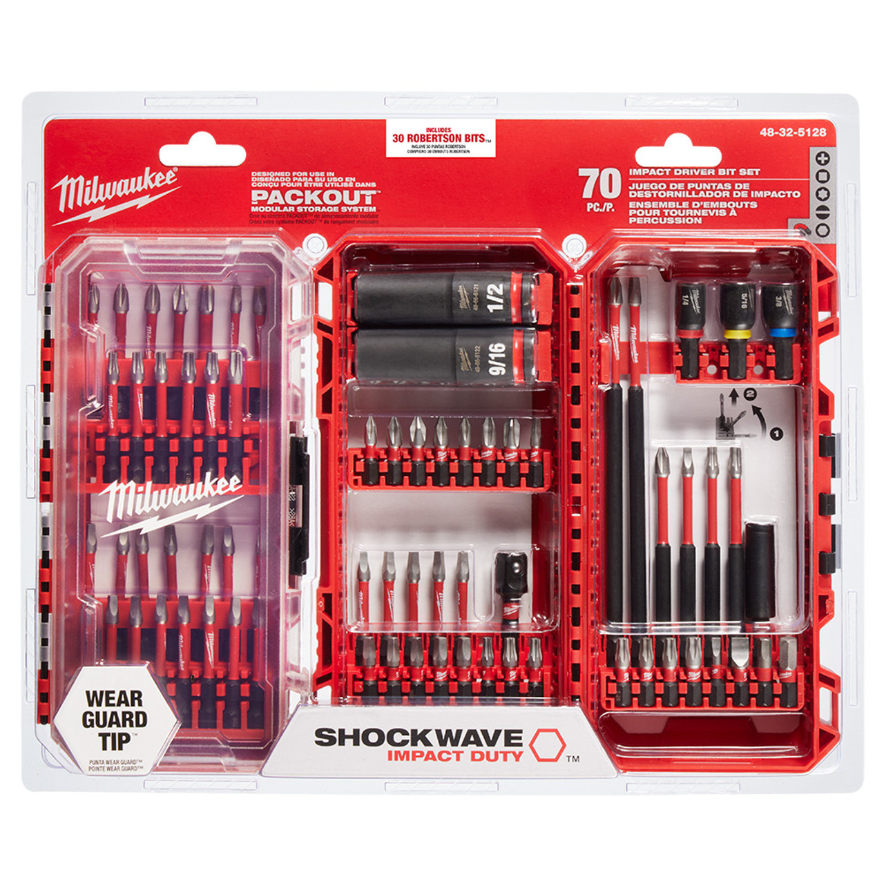 Milwaukee 48-32-5128CA 70pc SHOCKWAVE Impact Duty Driver Bit Set