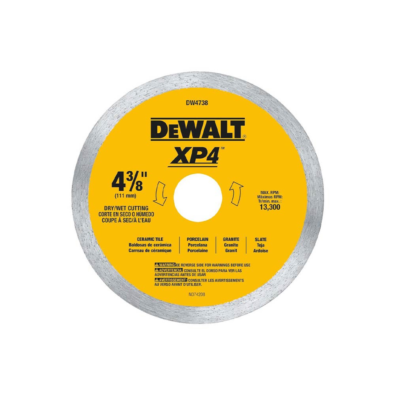 DeWalt 4-3/8 Inch XP4 Porcelain Tile Diamond Blade