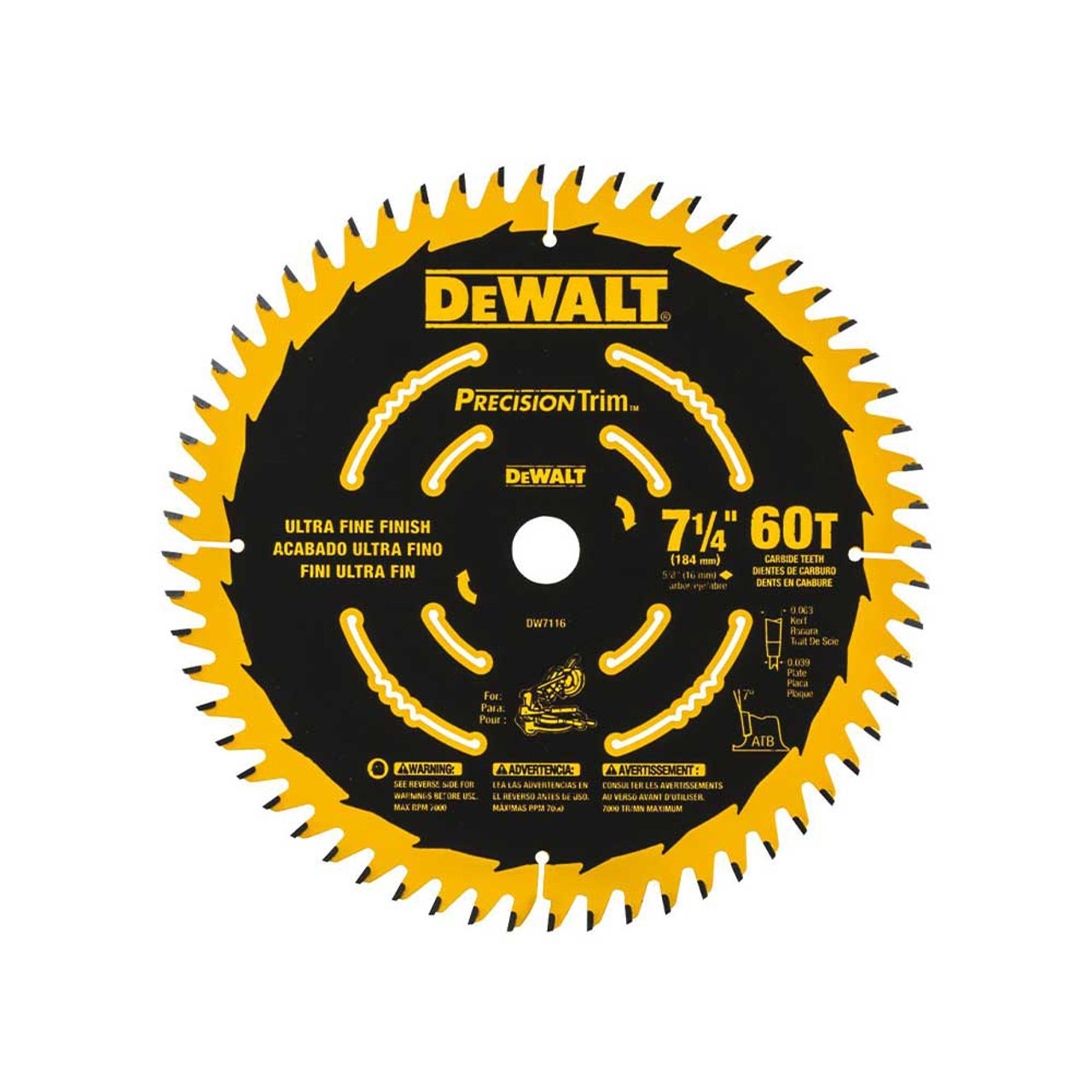 DeWalt 7-1/4 Inch 60T Ultra-Fine Precision Trim Mitre Saw Blade DeWalt 7-1/4 Inch 60T Ultra-Fine Precision Trim Mitre Saw Blade