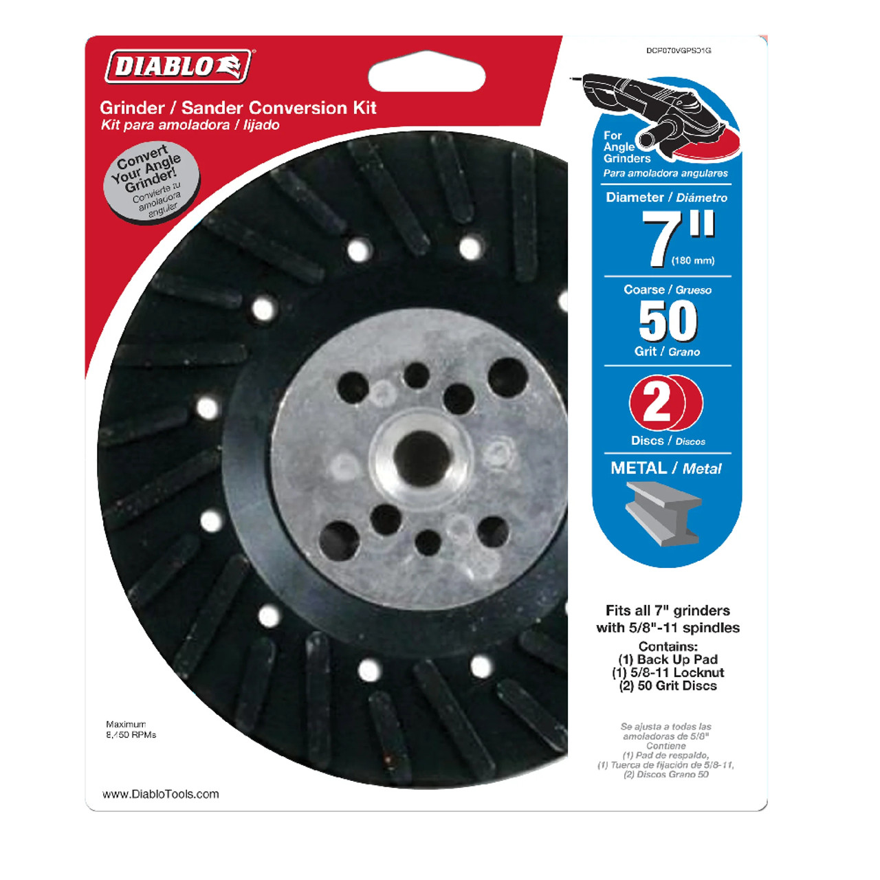 Diablo CDP070VGPS01G 7in Grinder / Sander Conversion Kit