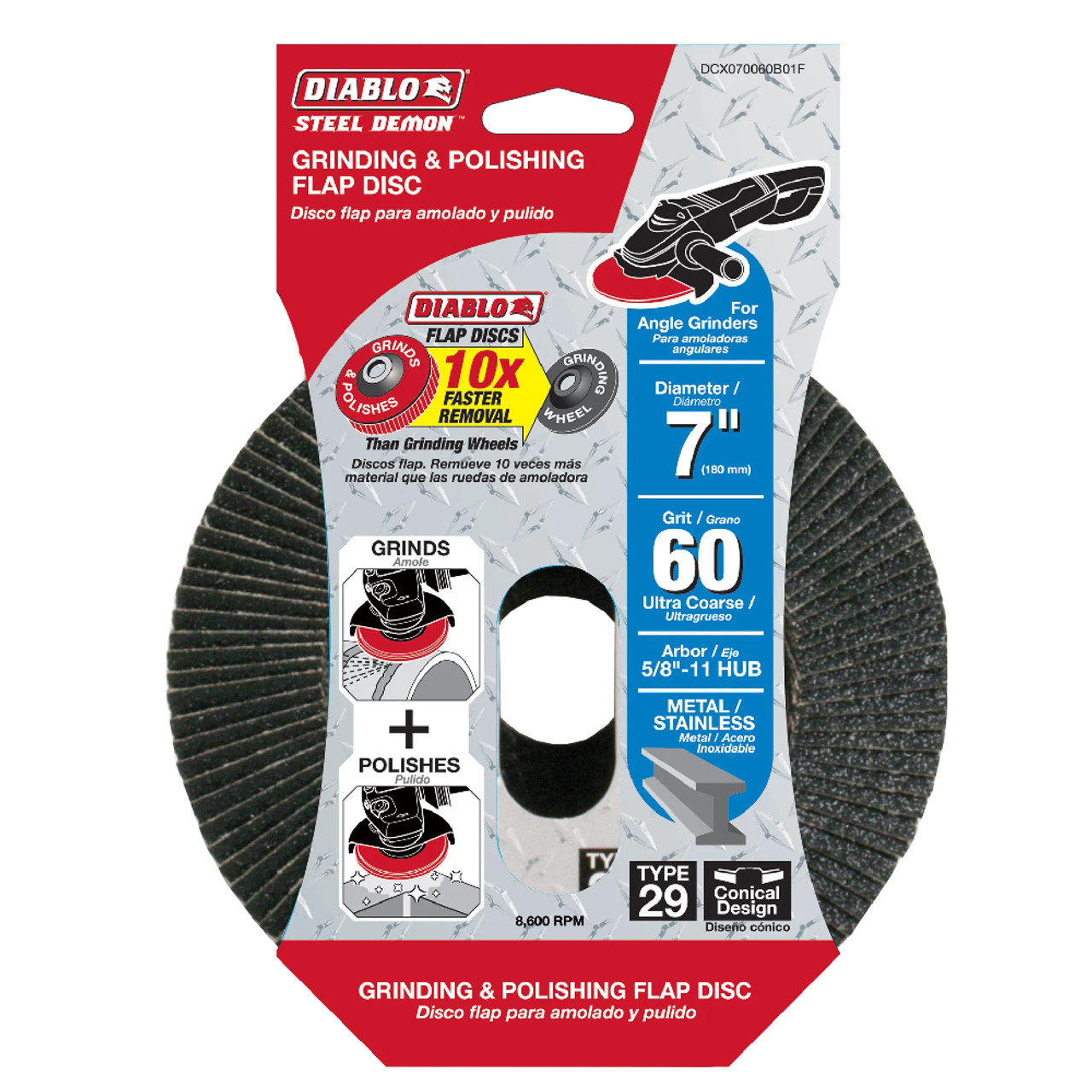 Diablo CDX070060B01F Steel Demon 7in 60 Grit Type 29 Flap Disc
