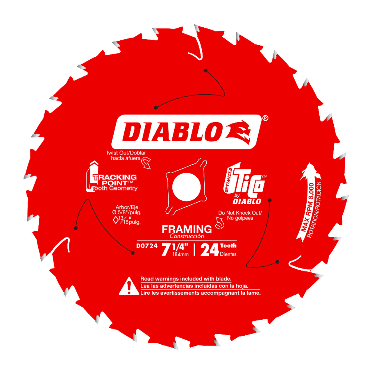 Diablo D0724PX 7-1/4in x 24T Wood Cutting Framing Circular Saw Blade - two pack