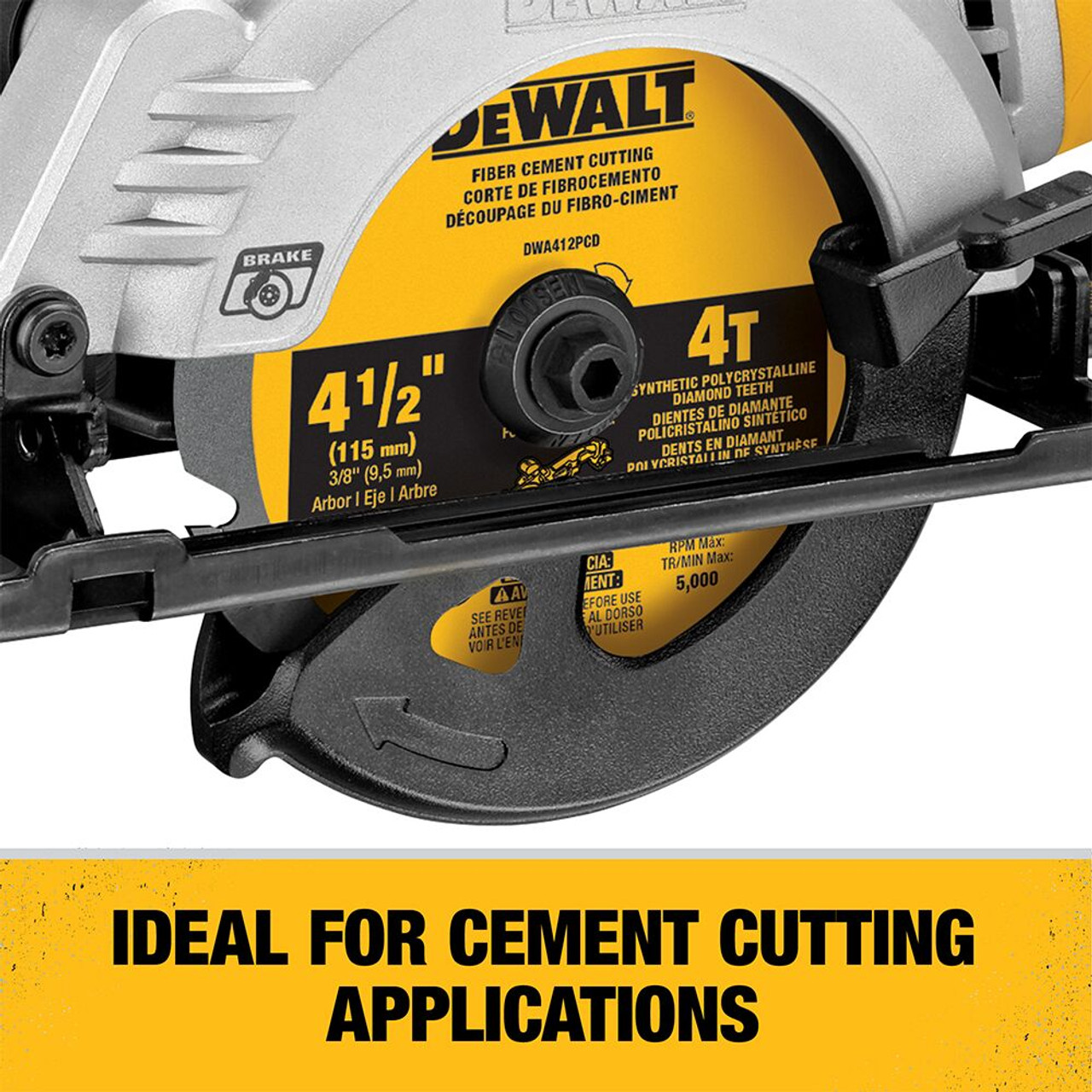 DeWalt DWA412PCD 4-1/2 inch 4T Fibre Cement Cutting Circular Saw Blade DeWalt DWA412PCD 4-1/2 inch 4T Fibre Cement Cutting Circular Saw Blade