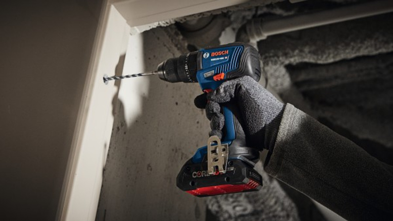 Bosch GXL18V-233B25 - GSB18V-490 18V EC Brushless 1/2 inch Hammer Drill/Driver on the job drilling