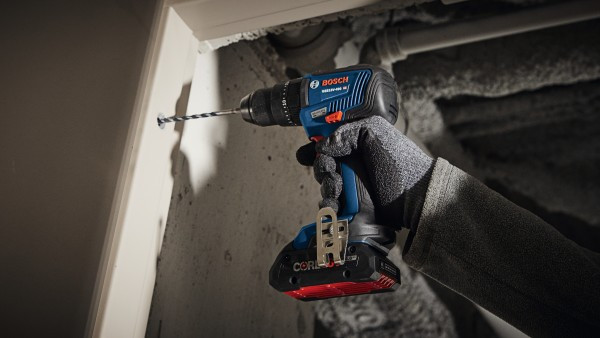 Bosch GXL18V-233B25 - GSB18V-490 18V EC Brushless 1/2 inch Hammer Drill/Driver on the job drilling