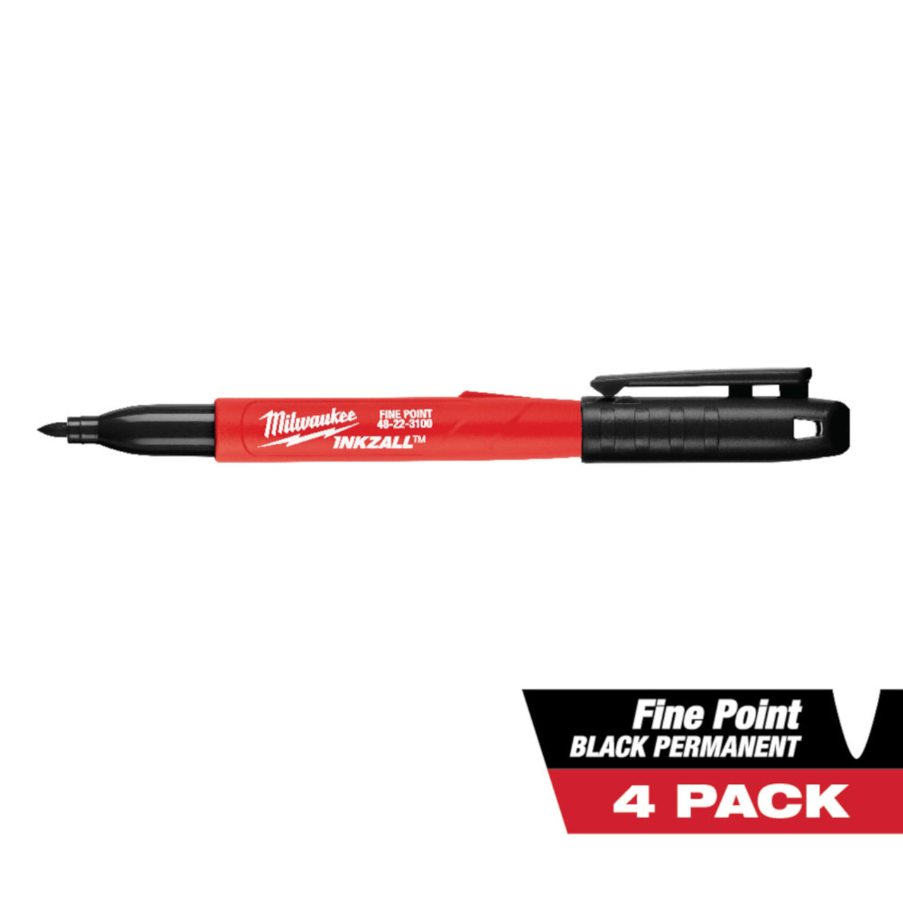 Milwaukee 48-022-3164 INKZALL Black Ultra Fine Point Pens - 4pk Milwaukee 48-022-3164 INKZALL Black Ultra Fine Point Pens - 4pk