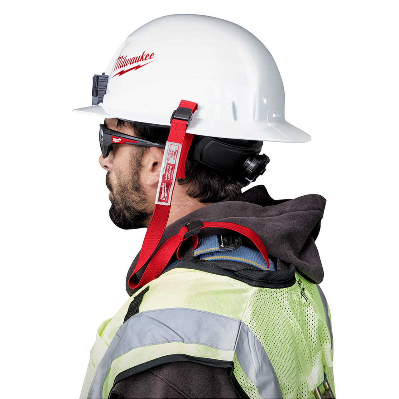 Milwaukee 48-22-8801 Hard Hat Lanyard with Loop anchored to fall protection Milwaukee 48-22-8801 Hard Hat Lanyard with Loop anchored to fall protection