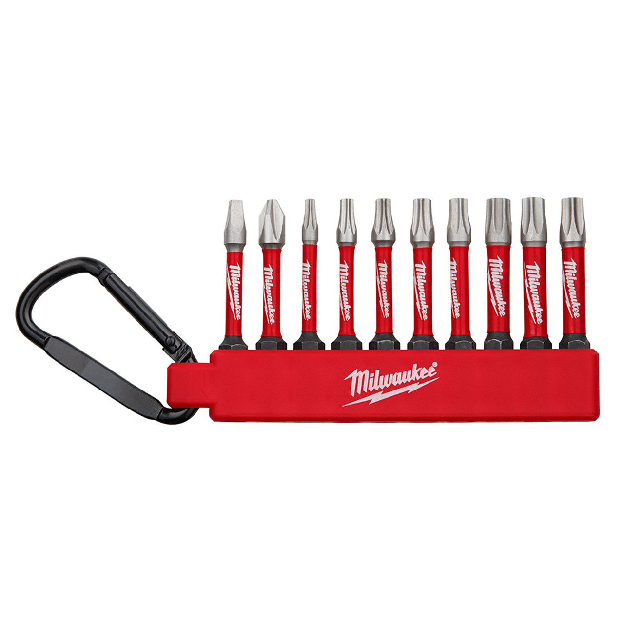 Milwaukee 48-32-4093 10pc SHOCKWAVE TORX, Phillips  and Square Driver Bit Set with Carabiner Milwaukee 48-32-4093 10pc SHOCKWAVE TORX, Phillips  and Square Driver Bit Set with Carabiner