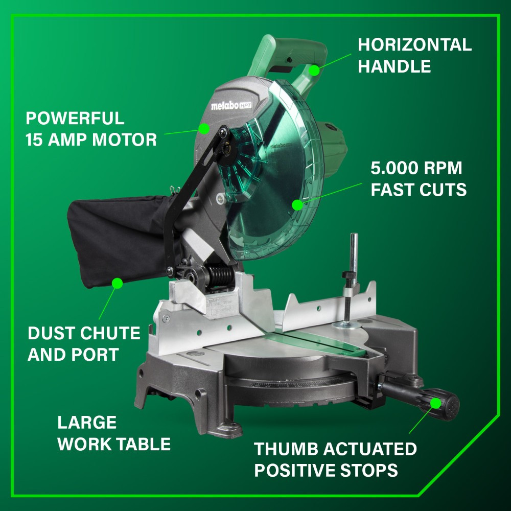 Metabo HPT C10FCG2M 15 Amp 10in Single Bevel Compound Mitre Saw
