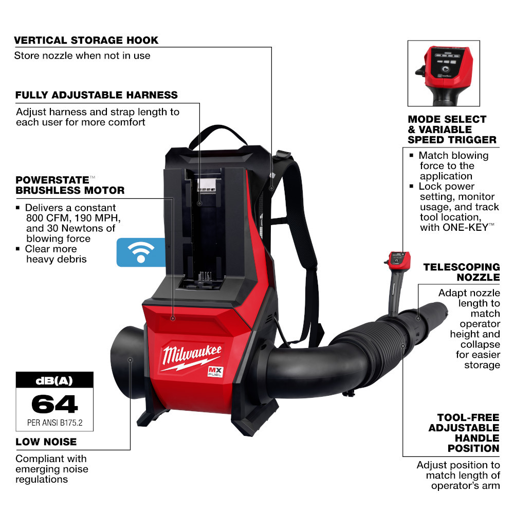 Milwaukee MXF600-0 MX FUEL Cordless Brushless Backpack Blower (Tool Only)