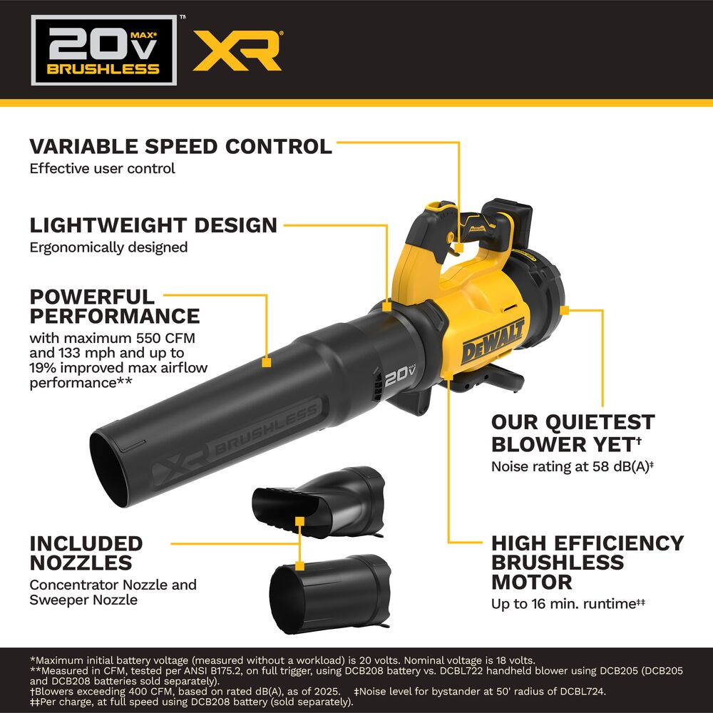 DeWalt DCBL724B 20V MAX XR Cordless Brushless Handheld Blower (Tool Only)