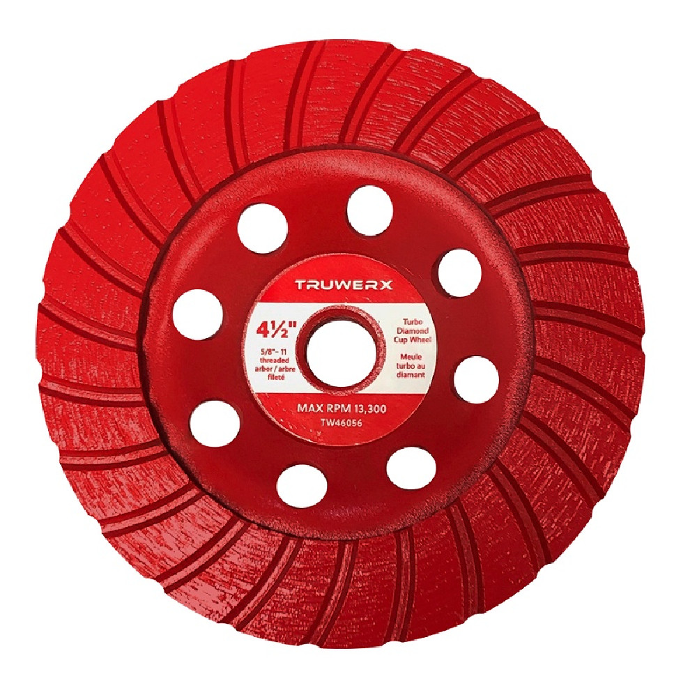 Truwerx 46056 4-1/2 Inch Turbo Diamond Cup Wheel with 5/8in-11 Arbor